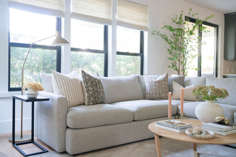Bowen | Soft Brown Floral Handblock Pillow Cover