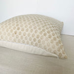Paige | Ivory Tan Floral Handblock Pillow Cover