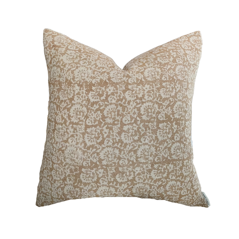 Palmer | Muted Terracotta Floral Handblock Pillow Cover