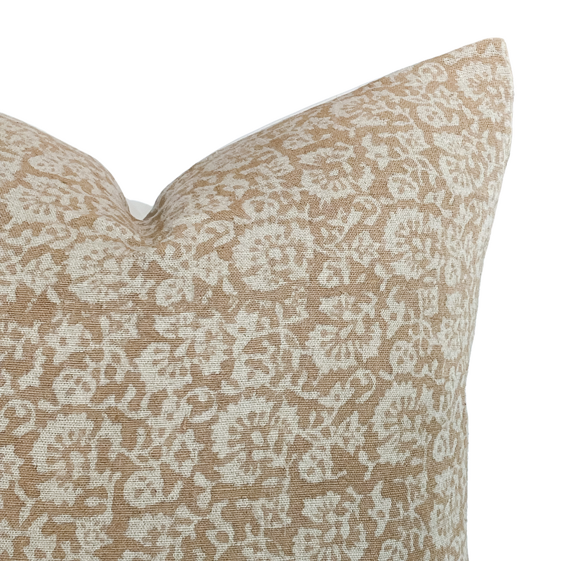 Palmer | Muted Terracotta Floral Handblock Pillow Cover