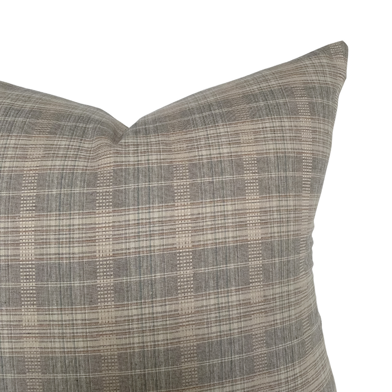Rory | Woven Neutral Plaid Pillow Cover
