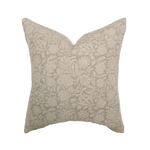 Serena | Soft Greige Floral Handblock Pillow Cover