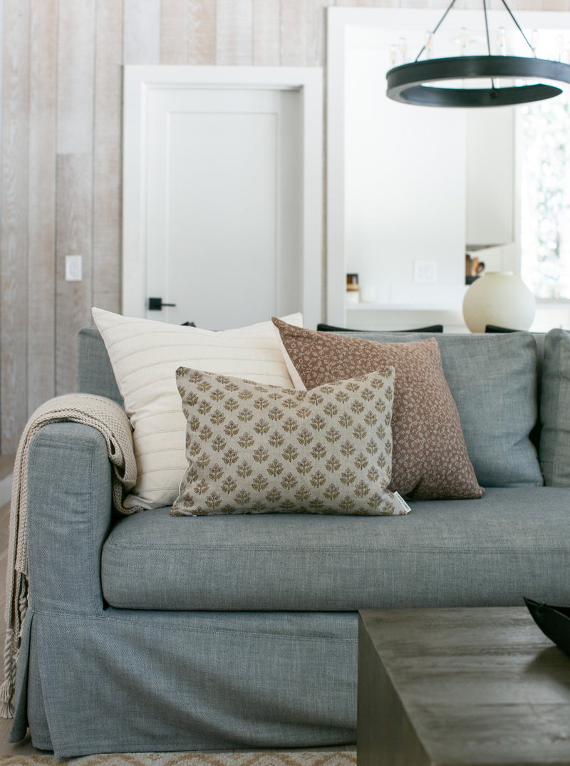 Blake | Dusty Rose Floral Handblock Pillow Cover