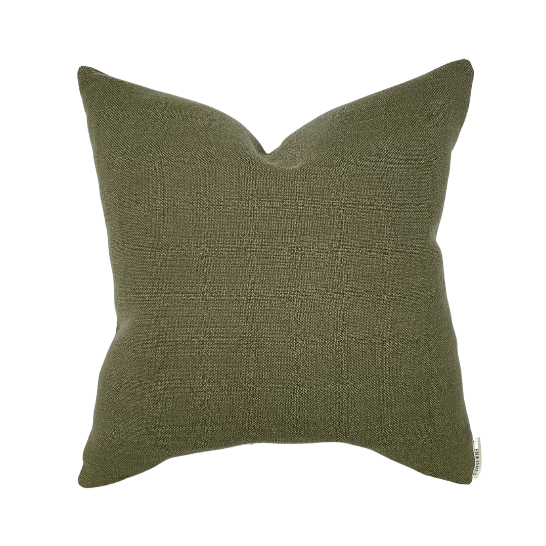 Wyatt Woven Moss Green Pillow Cover Linen James