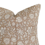 Blush Floral Handblock Linen Pillow Cover | Natural Dusty Rose Designer Fabric  | Neutral Home Decor | 18x18 | 20x20 | 22x22 | 24x24 | 12x20