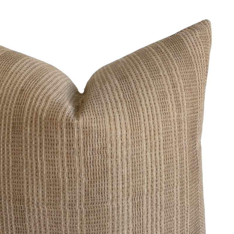 Brown Woven Stripe Pillow Cover | Handwoven Earthy Taupe Brown | Neutral Home Decor | 18x18 | 20x20 | 22x22 | 24x24 | 12x20