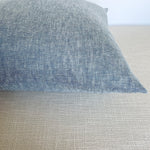 Chambray Linen Pillow Cover | Solid Blue Indigo Chambray | Modern Coastal Farmhouse Home Decor | 18x18 | 20x20 | 22x22 | 12x20