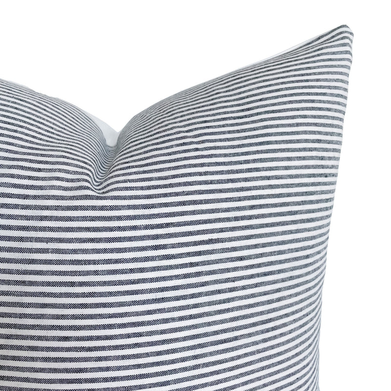 Dark Navy Linen Striped Pillow Cover | Ivory and Navy | Coastal Farmhouse Home Decor | 18x18 | 20x20 | 22x22 | 12x20