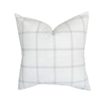 Ivory Gray Windowpane Pillow Cover | White Slub Grey Check Stripe | Modern Farmhouse Home Decor | 18x18 | 20x20 | 22x22 | 24x24 | 12x20