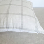 Ivory Gray Windowpane Pillow Cover | White Slub Grey Check Stripe | Modern Farmhouse Home Decor | 18x18 | 20x20 | 22x22 | 24x24 | 12x20