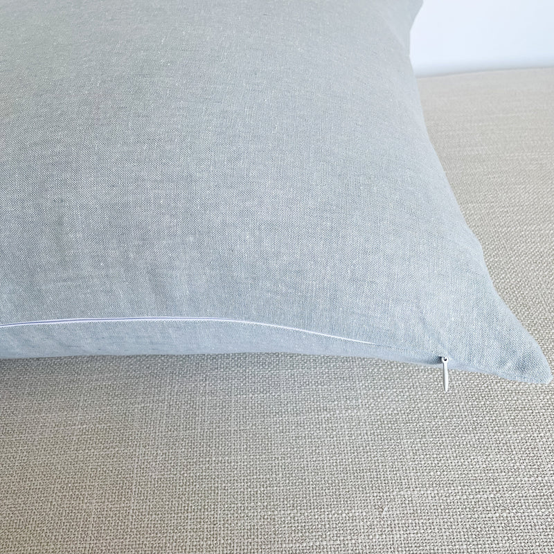 Light Chambray Linen Pillow Cover | Neutral Light Blue Indigo Chambray | Modern Coastal Farmhouse Home Decor | 18x18 | 20x20 | 22x22 | 12x20