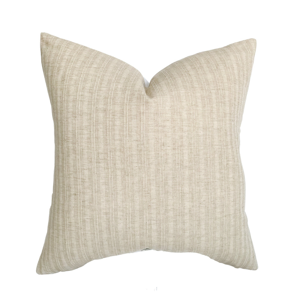 Natural Tan Cream Stripe Pillow Cover | Neutral Beige Ivory Linen Handwoven | Modern Home Decor | 18x18 | 20x20 | 22x22 | 24x24 |12x20