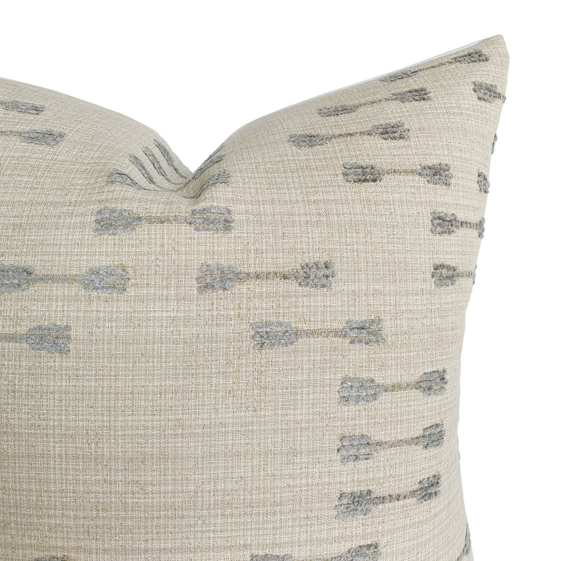 Southwest Woven Stripe Linen Pillow Cover | Basketweave Beige Ivory Blue | Modern Natural Home Decor | 18x18 | 20x20 | 22x22 | 24x24 |12x20