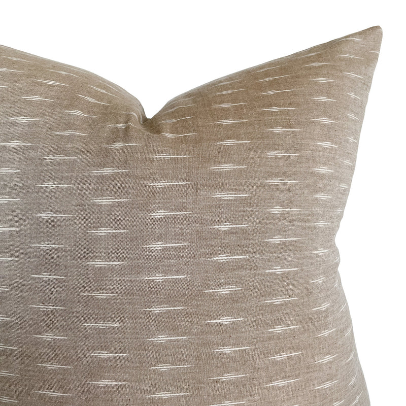 Soft Brown Ikat Pillow Cover | Earthy Taupe Light Brown Designer Fabric | Neutral Home Decor | 18x18 | 20x20 | 22x22 | 24x24 | 14x20
