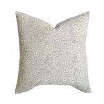 Soft White Floral Handblock Pillow Cover | Natural Ivory Grey Designer Fabric | Neutral Home Decor | 18x18 | 20x20 | 22x22 | 24x24 | 14x20