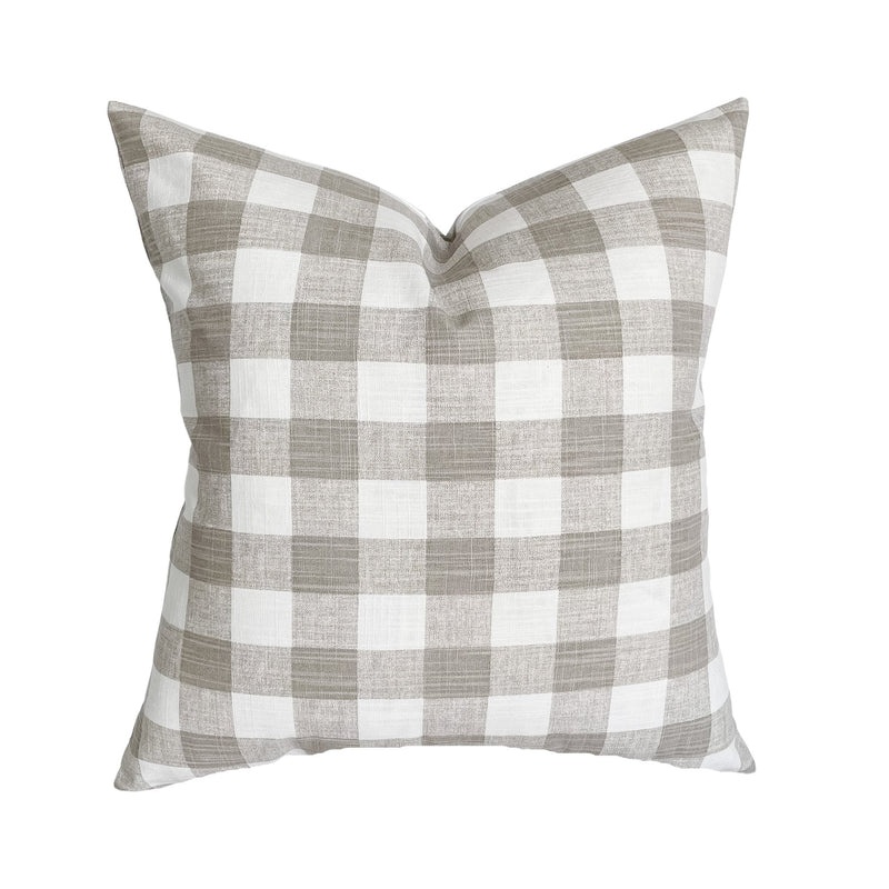 Tan Gingham Woven Pillow Cover | Taupe White Beige Buffalo Plaid Check | Neutral Home Decor | 18x18 | 20x20 | 22x22 | 24x24 | 14x20