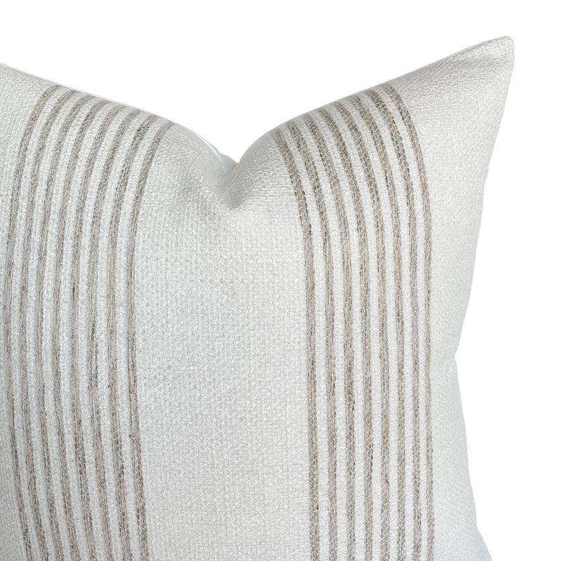 Woven Ivory Oatmeal Stripe Pillow Cover | Heavyweight Ivory Beige | Modern Farmhouse Home Decor | 18x18 | 20x20 | 22x22 | 24x24 | 12x20