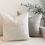 Soft White Floral Handblock Pillow Cover | Natural Ivory Grey Designer Fabric | Neutral Home Decor | 18x18 | 20x20 | 22x22 | 24x24 | 14x20