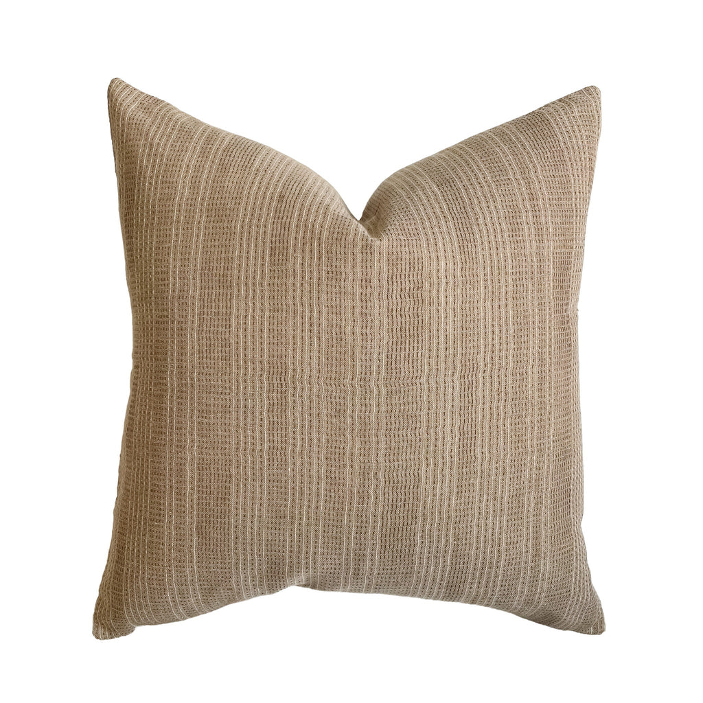 Brown Woven Stripe Pillow Cover | Handwoven Earthy Taupe Brown | Neutral Home Decor | 18x18 | 20x20 | 22x22 | 24x24 | 12x20