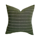 Evergreen Handwoven Stripe Pillow Cover | Handwoven Forrest Moody Green Ivory | Modern Home Decor | 18x18 | 20x20 | 22x22 | 24x24 |12x20