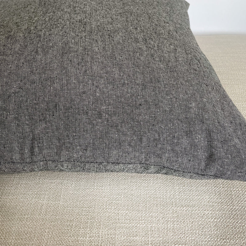 Grey Linen Pillow Cover | Charcoal Gray Yarn Dyed | Modern Fall Farmhouse Home Decor | 18x18 | 20x20 | 22x22 | 12x20
