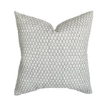 Light Gray Handblock Linen Pillow Cover | White Grey Designer Woodblock Hand Woven | Neutral Home Decor | 18x18 | 20x20 | 22x22 | 12x20