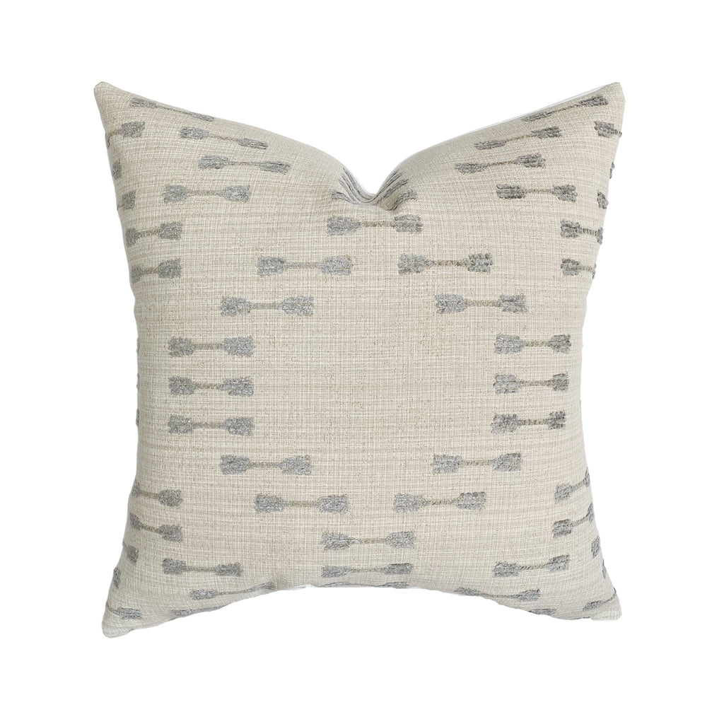 Southwest Woven Stripe Linen Pillow Cover | Basketweave Beige Ivory Blue | Modern Natural Home Decor | 18x18 | 20x20 | 22x22 | 24x24 |12x20