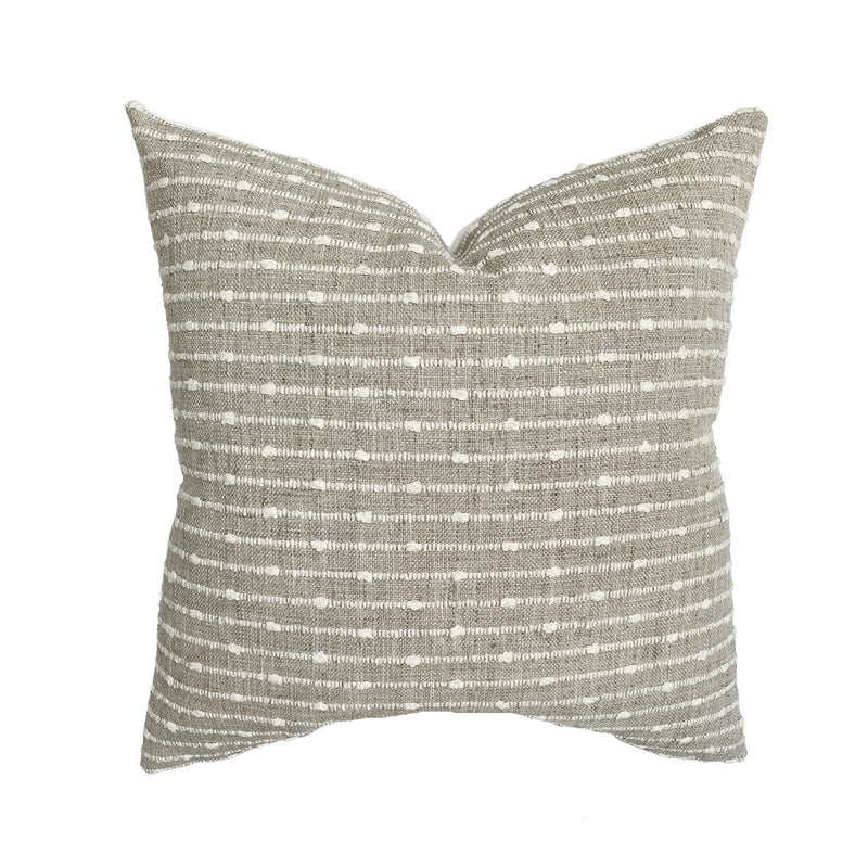 Oatmeal Woven Stripe Linen Check Pillow Cover | Basketweave Beige Ivory | Modern Farmhouse Home Decor | 18x18 | 20x20 | 22x22 | 24x24 |12x20