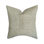 Olive Handblock Linen Pillow Cover | Ivory and Olive Green Woodblock Hand Woven | Neutral Home Decor | 18x18 | 20x20 | 22x22 | 12x20
