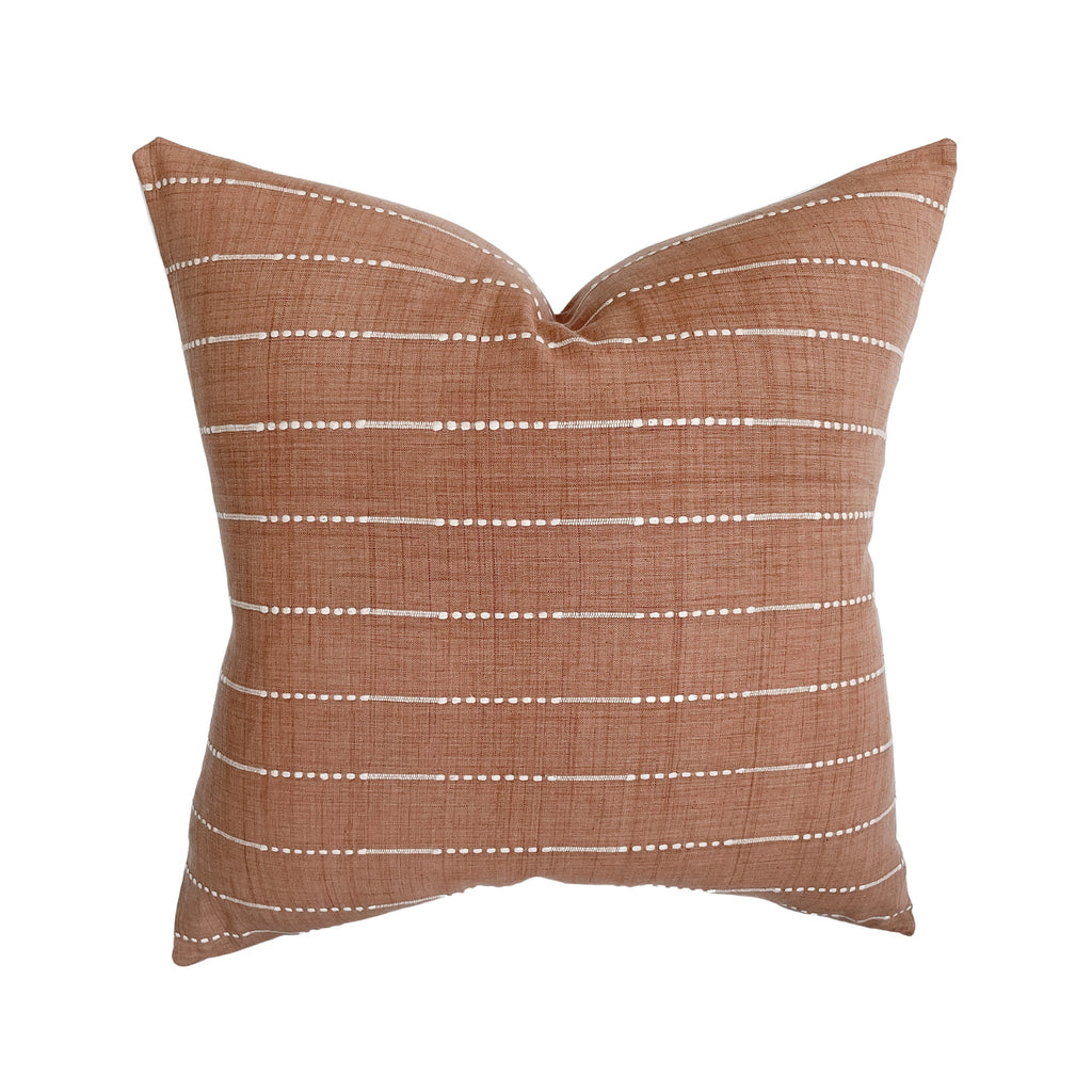 Rust Handwoven Stripe Pillow Cover | Handwoven Earthy Neutral Terracotta Orange | Modern Home Decor | 18x18 | 20x20 | 22x22 | 24x24 |12x20