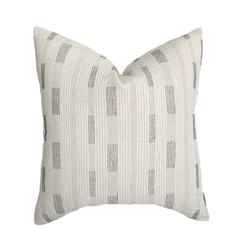 Soft White Black Woven Stripe Pillow Cover | Handwoven Ivory Designer Fabric | Neutral Home Decor | 18x18 | 20x20 | 22x22 | 24x24 | 14x20
