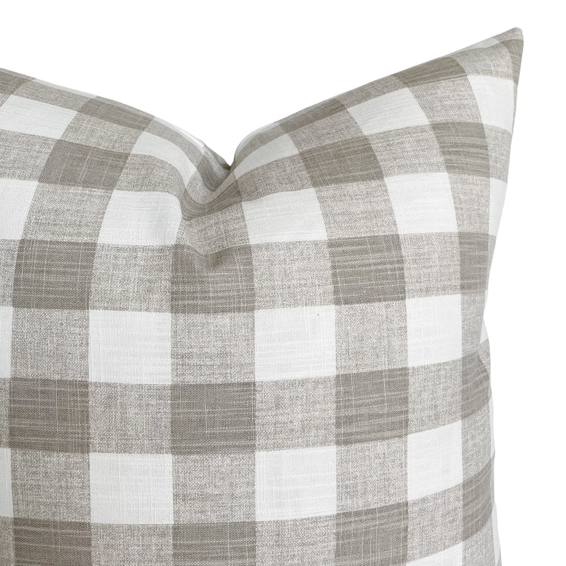Tan Gingham Woven Pillow Cover | Taupe White Beige Buffalo Plaid Check | Neutral Home Decor | 18x18 | 20x20 | 22x22 | 24x24 | 14x20