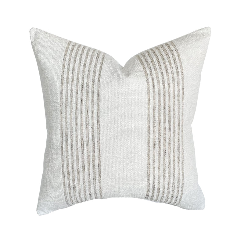 Woven Ivory Oatmeal Stripe Pillow Cover | Heavyweight Ivory Beige | Modern Farmhouse Home Decor | 18x18 | 20x20 | 22x22 | 24x24 | 12x20