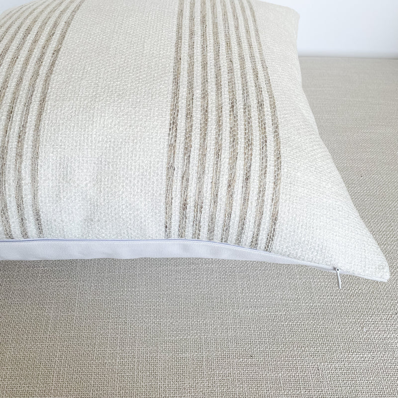 Woven Ivory Oatmeal Stripe Pillow Cover | Heavyweight Ivory Beige | Modern Farmhouse Home Decor | 18x18 | 20x20 | 22x22 | 24x24 | 12x20