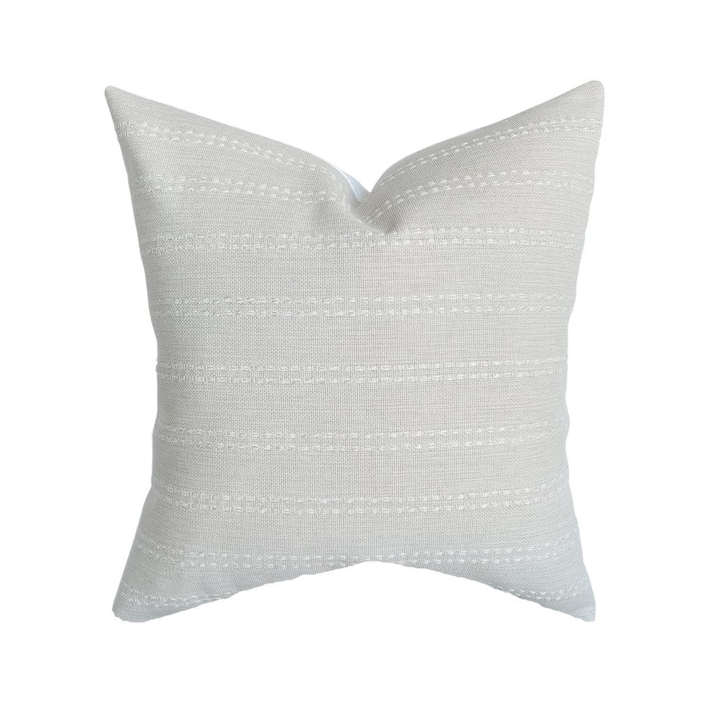 Woven Ivory Stripe Linen Pillow Cover | Basketweave Neutral Ivory | Fall Farmhouse Autumn Home Decor | 18x18 | 20x20 | 22x22 | 12x20