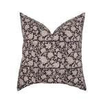 Black Floral Handblock Pillow Cover | Black Onyx Beige Designer Fabric  | Neutral Home Decor | 18x18 | 20x20 | 22x22 | 24x24