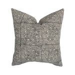 Black Onyx Handblock Linen Pillow Cover | Beige Moody Handprinted Designer Fabric  | Neutral Home Decor | 18x18 | 20x20 | 22x22 | 24x24